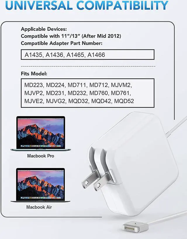 Alt view image 2 of 6 - 45W MagSafe-2 Power Charger Adapter for MacBook Air 11''13"A1465 A1436 T-Tip NEW