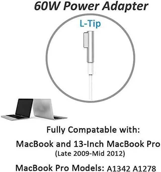 Alt view image 2 of 7 - 60W MagSafe1 L-Tip Adapter For MacBook Pro Power Charger A1184 A1330 A1344