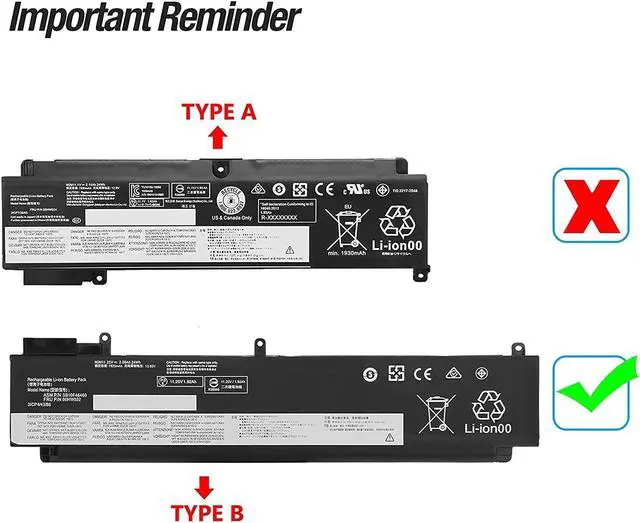 Alt view image 3 of 4 - 00HW022 SB10F46460 00HW023 SB10F46461 Battery for Lenovo ThinkPad T460s T470s Series 00HW036 SB10F46474 00HW037 SB10F46475 11.25V 24Wh 2090mAh