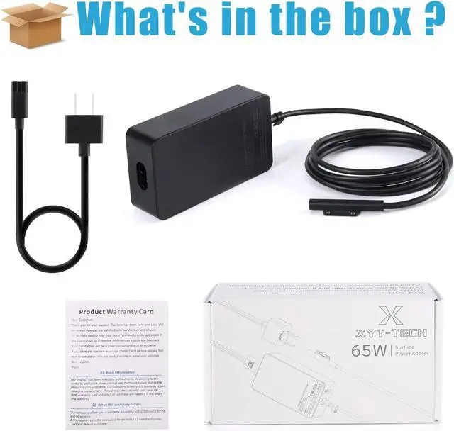 Alt view image 7 of 7 - [Upgraded Version] Surface Pro Charger 65W, Fits for Microsoft Surface Pro 7/6/5/4/3/X,Surface Laptop 1/2/3,Surface Go 1/2,Surface Book,with USB Charging Port,fit Model 1706 TG Tech