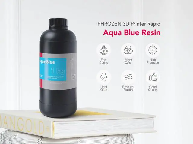 Alt view image 7 of 7 - PHROZEN 3D Printer Rapid Aqua Blue Resin, 405nm LCD UV-Curing Photopolymer Resin for Low Shrinkage, High Precision Printing, Low Odor, Non-Brittle, Non Toxic, Easy to Print, and Fast Printing (1KG)