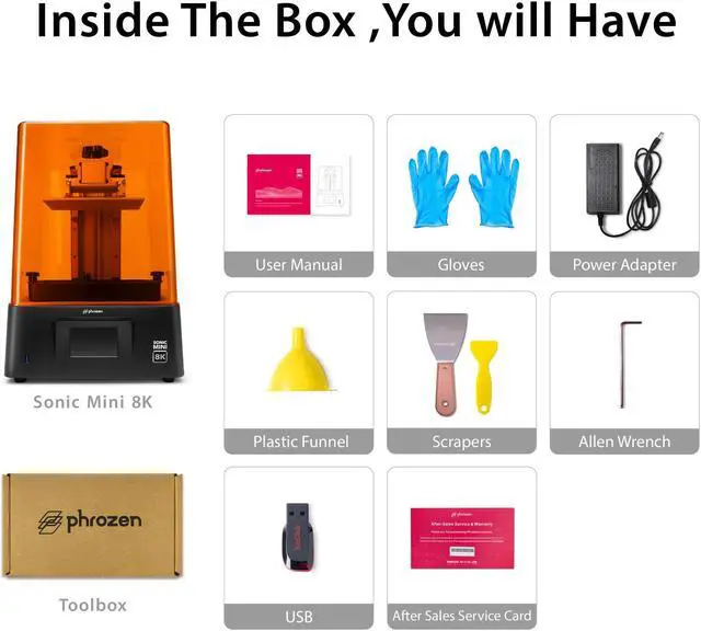 Alt view image 7 of 7 - Phrozen Sonic Mini 8K LCD Resin 3D Printer, Highest Resolution of 22 Micrometer, 1152 ppi, 7.1 Mono LCD Screen,L16.5 x W7.2 x H18 cm Printing Volume