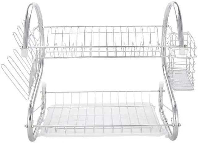 Alt view image 4 of 7 - Multifunctional S-shaped Dual Layers Bowls & Dishes & Chopsticks & Spoons Collection Shelf Dish Drai