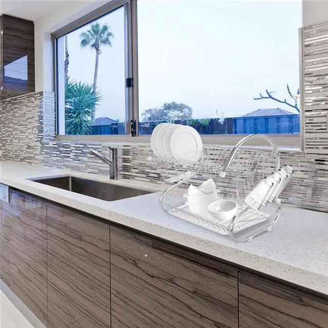 Alt view image 2 of 7 - Multifunctional S-shaped Dual Layers Bowls & Dishes & Chopsticks & Spoons Collection Shelf Dish Drai