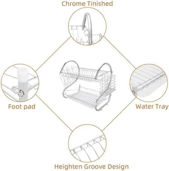 Alt view image 6 of 7 - Multifunctional S-shaped Dual Layers Bowls & Dishes & Chopsticks & Spoons Collection Shelf Dish Drai