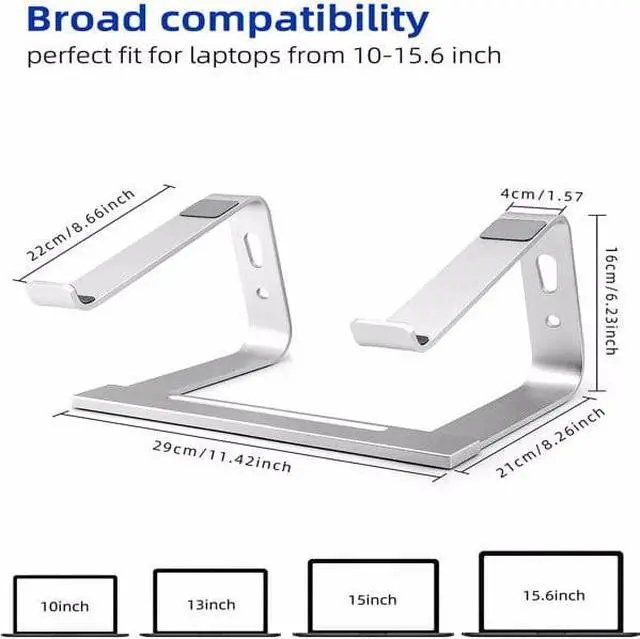 Alt view image 6 of 7 - Laptop Stand, Computer Stand for Laptop, Aluminium Laptop Riser, Ergonomic Laptop Holder Compatible with MacBook Air Pro, Dell XPS, More 10-17 Inch Laptops Work from Home