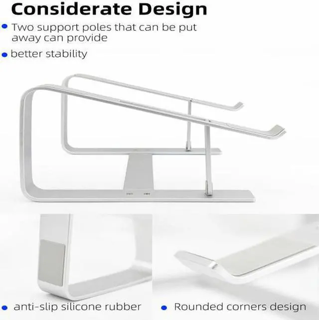 Alt view image 4 of 7 - Laptop Stand, Computer Stand for Laptop, Aluminium Laptop Riser, Ergonomic Laptop Holder Compatible with MacBook Air Pro, Dell XPS, More 10-17 Inch Laptops Work from Home-Sliver