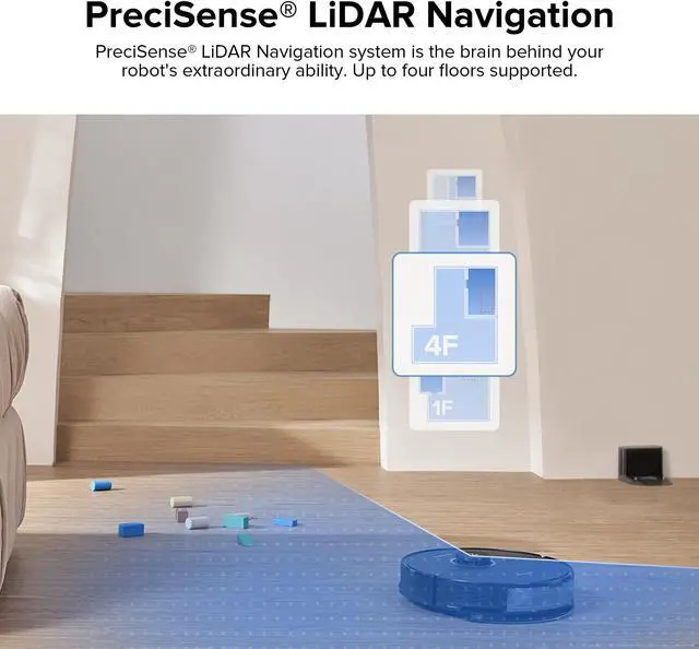 Alt view image 6 of 7 - roborock S8 Robot Vacuum and Mop Cleaner, DuoRoller Brush, 6000Pa Suction, ReactiveAI 2.0 Obstacle Avoidance, Sonic Mopping, Auto Lifting Mop, Works with Alexa, Perfect for Pet Hair, Black(Renewed)