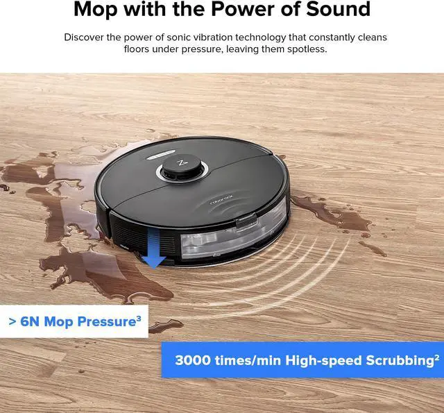 Alt view image 6 of 7 - roborock S8+ Robot Vacuum, Sonic Mop with Self-Empty Dock, Auto Lifting Mop, Ultrasonic Carpet Detection, 6000Pa Suction, Black (Renewed)