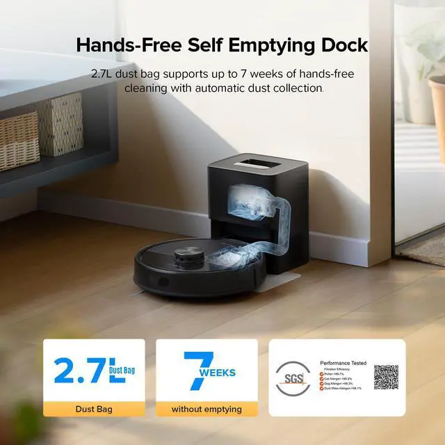 Alt view image 2 of 7 - Roborock Q7 M5+ Self-Empty Robot Vacuum and Mop, 10000Pa Suction,Dual Anti-Tangle System (Refurbished)