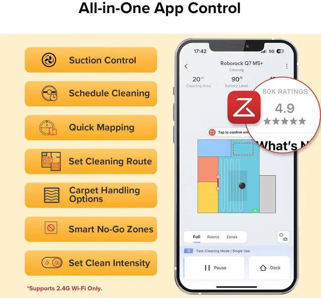 Alt view image 6 of 7 - Roborock Q7 M5+ Self-Empty Robot Vacuum and Mop, 10000Pa Suction,Dual Anti-Tangle System (Refurbished)