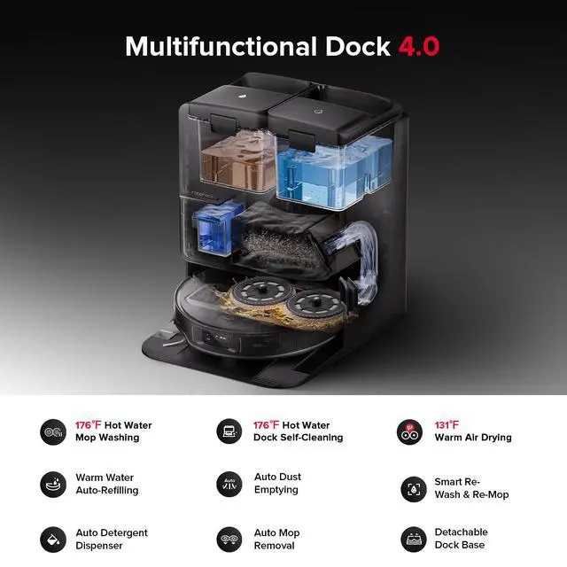 Alt view image 6 of 7 - Roborock Saros Z70 Robot Vacuum & Mop, 22000Pa, Omnigrip Arm, AI-Powered, FlexiArm Riser Tech, Hot Water Mop Washing & Self-Cleaning, Obstacle Avoidance
