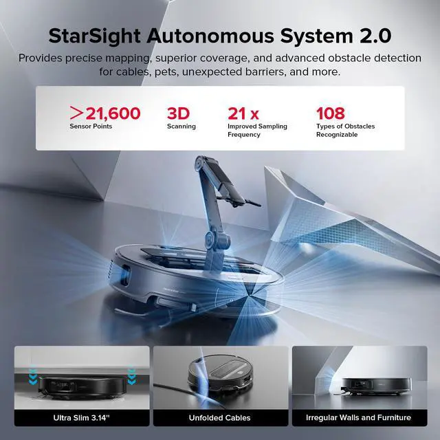 Alt view image 4 of 7 - Roborock Saros Z70 Robot Vacuum & Mop, 22000Pa, Omnigrip Arm, AI-Powered, FlexiArm Riser Tech, Hot Water Mop Washing & Self-Cleaning, Obstacle Avoidance