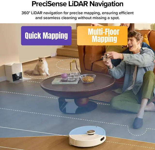Alt view image 6 of 7 - Roborock Q7 M5+ Self-Empty Robot Vacuum and Mop, 10000Pa Suction,Dual Anti-Tangle System (Refurbished) White