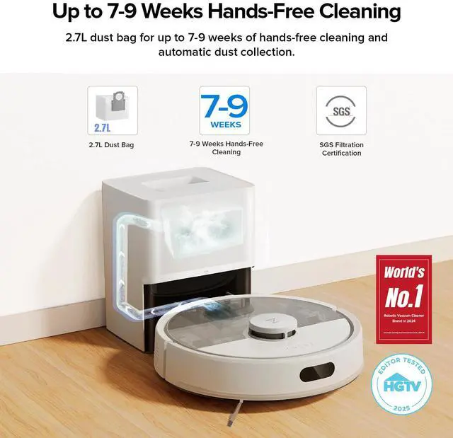 Alt view image 2 of 7 - Roborock Q7 M5+ Self-Empty Robot Vacuum and Mop, 10000Pa Suction,Dual Anti-Tangle System (Refurbished) White