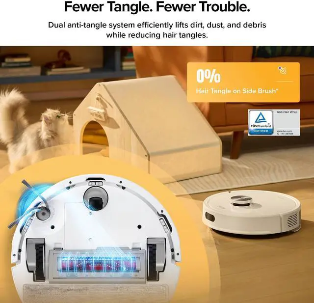 Alt view image 4 of 7 - Roborock Q7 M5+ Self-Empty Robot Vacuum and Mop, 10000Pa Suction,Dual Anti-Tangle System (Refurbished) White