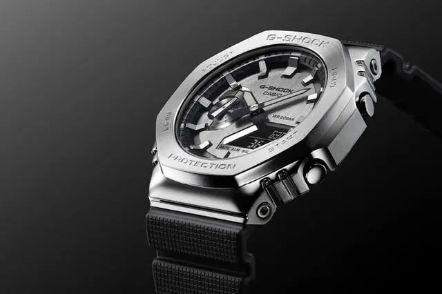 Main image of Casio G-Shock Metal Covered Octagonal Black Resin Band Watch GM2100-1A