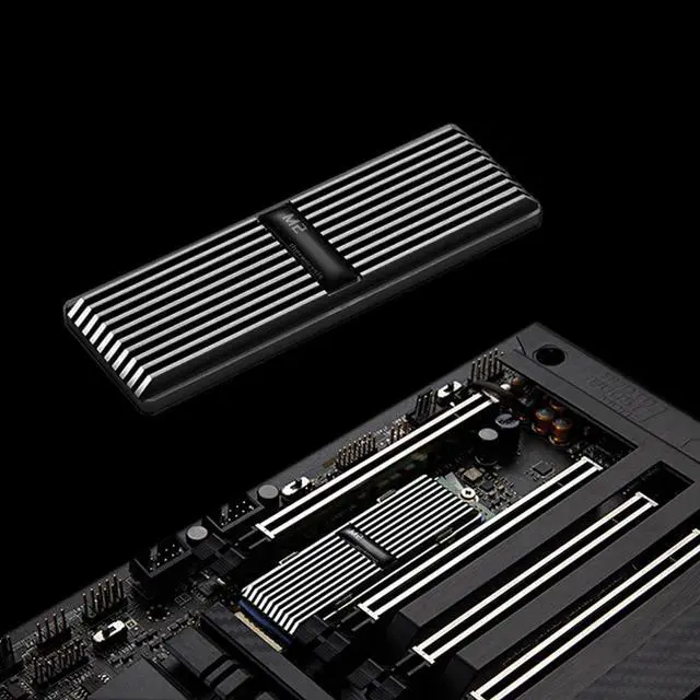Alt view image 5 of 6 - Aimeixin M.2 Heatsink Cooler, Aluminum Heat Sinks with Silicone Thermal Pad for NVMe M.2 2280 SSD (Black)