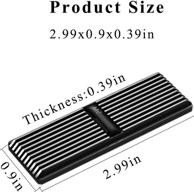 Alt view image 6 of 6 - Aimeixin M.2 Heatsink Cooler, Aluminum Heat Sinks with Silicone Thermal Pad for NVMe M.2 2280 SSD (Black)