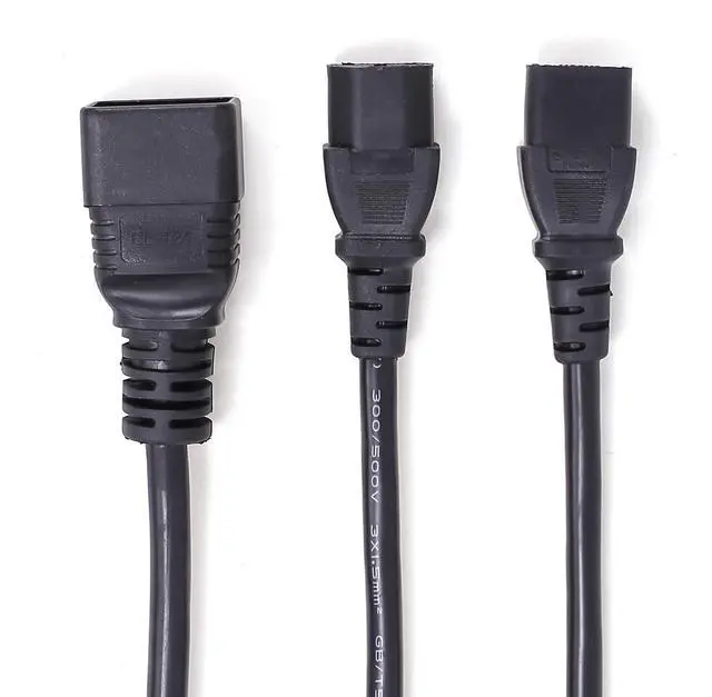 Alt view image 4 of 4 - Heavy Duty Y Splitter Power Cord Extension,C20 to Dual C13 Power Cord,4.92', 13 AWG