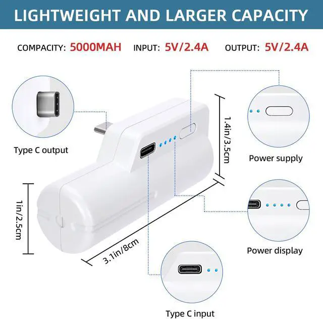 Alt view image 6 of 7 - Battery Pack for Oculus Quest 2, 5000mAh Head Strap Battery Pack Compatible with Oculus/Meta Quest 2 Lightweight and Portable VR Extend Power Accessories for Extra 2-4H Playtime