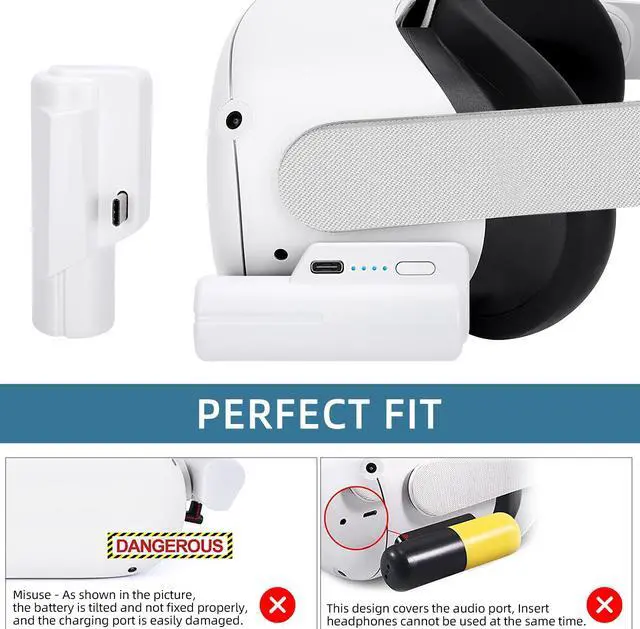 Alt view image 2 of 7 - Battery Pack for Oculus Quest 2, 5000mAh Head Strap Battery Pack Compatible with Oculus/Meta Quest 2 Lightweight and Portable VR Extend Power Accessories for Extra 2-4H Playtime