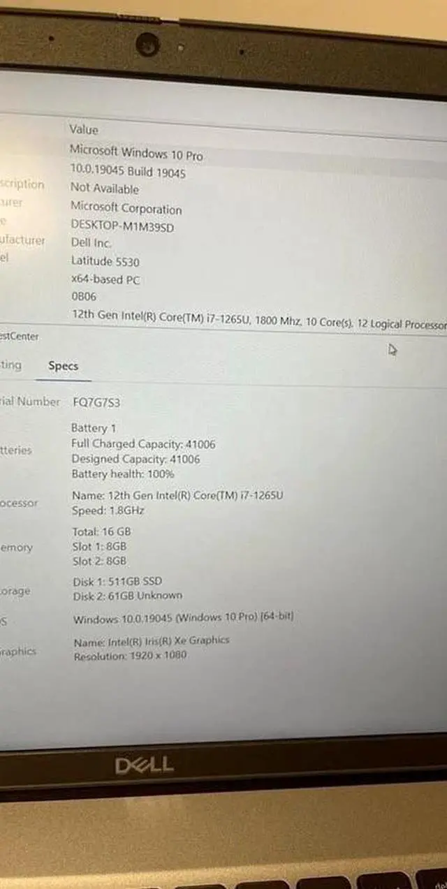 Alt view image 3 of 4 - Dell Latitude 5530 - 15.6" FHD Laptop Intel Core i7-1265U 1.8GHz 16GB RAM 512GB SSD Intel Iris Xe Graphics - Windows 11 Pro