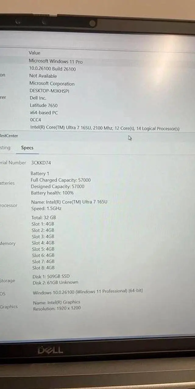 Alt view image 4 of 6 - Dell Latitude 7650 - 16.1" FHD+ Laptop Intel Core Ultra 7 165U 2.1GHz 32GB RAM 512GB SSD Intel Graphics - Windows 11 Pro