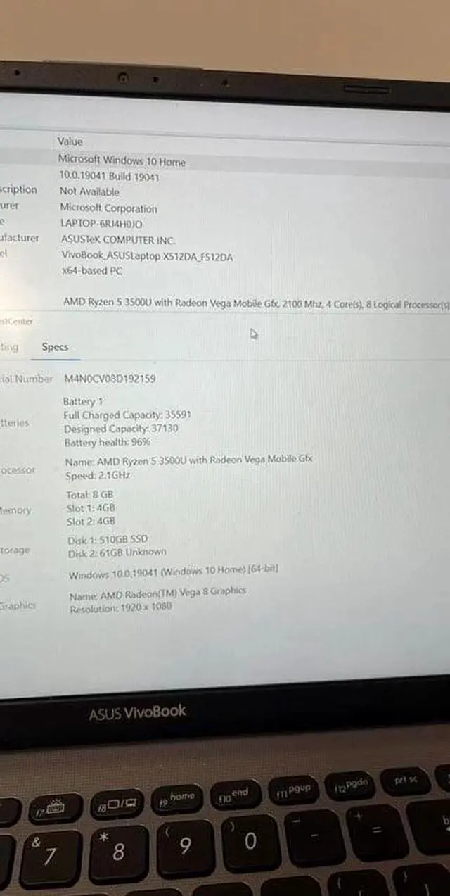 Alt view image 2 of 6 - ASUS VivoBook F512DA - 15.6" FHD Laptop AMD Ryzen 5 3500U 2.1GHz 8GB RAM 512GB SSD AMD Radeon Vega 8 Graphics - Windows 10 Home