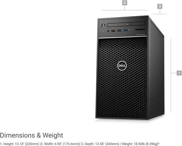 Alt view image 6 of 6 - Dell Precision 3630 Mini Tower Desktop - Intel Core i5-9500 3.00GHz 64GB RAM 1TB SSD Intel UHD Graphics 630 - Windows 11 Pro