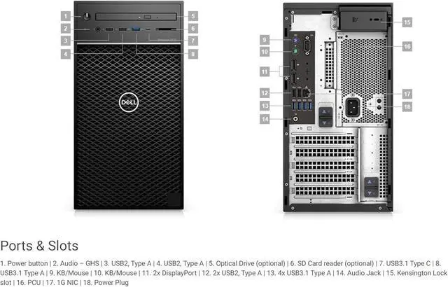 Alt view image 6 of 6 - Dell Precision 3630 Tower Desktop PC - Intel Core i7-8700 3.4 GHz 32GB RAM 512GB SSD Intel Integrated Graphics - Windows 11 Pro