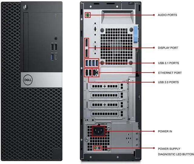 Alt view image 4 of 5 - Dell OptiPlex 5060 Tower Desktop PC - Intel Core Core i5-8500 3.0GHz 32GB RAM 1TB SSD - Intel Integrated Graphics - Windows 11 Pro