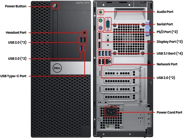 Alt view image 2 of 2 - Dell Optiplex 7070 Tower Desktop Computer PC - Intel Core i7-9700 3GHz, 16GB RAM, 500GB SSD, Intel Integrated Graphics, Wired Keyboard, Mouse, WIFI, BT Dongle, Windows 11 Pro