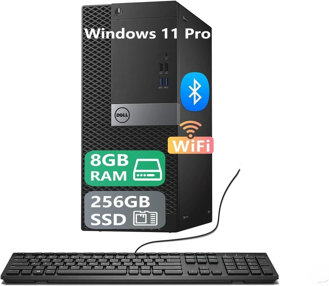 Main image of Dell OptiPlex 7040 Mini Tower Desktop PC - Intel Core i7-6700 3.40GHz, 8GB RAM, 256GB SSD, Intel Integrated Graphics, Wired Keyboard & Mouse, WIFI, BT Dongle, Windows 11 Pro