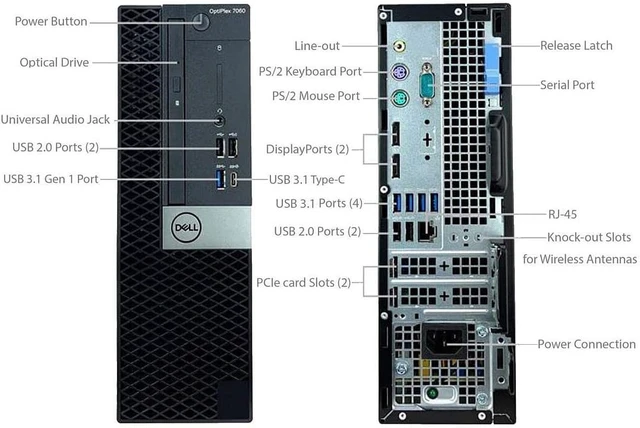 Alt view image 2 of 2 - Dell Optiplex 7060 SFF Desktop Computer PC - Intel Core i7-8700 3.20GHz, 16GB RAM, 256GB SSD, Intel Integrated Graphics, Wireless Keyboard, Mouse, Built in WIFI, BT, Windows 11 Pro