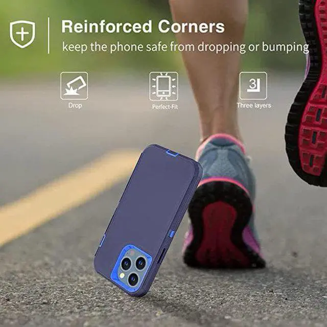 Alt view image 2 of 12 - iPhone 14 Pro Max Heavy Duty Case {Shock Proof,Shatter Resistant, Protective Rubber with 3 Layer Shell Case Compatible for Apple iPhone 14 Pro Max 6.7 in, 2022 Release} Color Blue