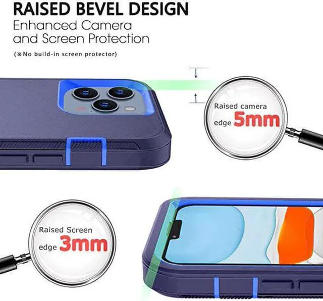 Alt view image 3 of 12 - iPhone 14 Pro Max Heavy Duty Case {Shock Proof,Shatter Resistant, Protective Rubber with 3 Layer Shell Case Compatible for Apple iPhone 14 Pro Max 6.7 in, 2022 Release} Color Blue