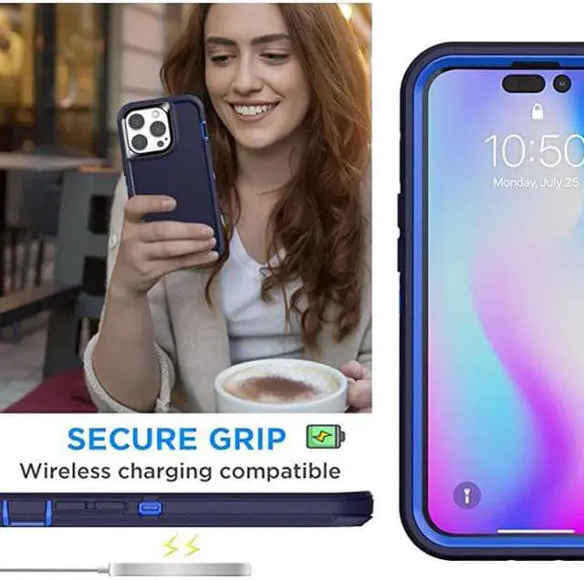 Alt view image 4 of 12 - iPhone 14 Pro Max Heavy Duty Case {Shock Proof,Shatter Resistant, Protective Rubber with 3 Layer Shell Case Compatible for Apple iPhone 14 Pro Max 6.7 in, 2022 Release} Color Blue