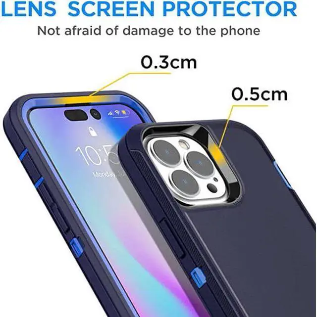 Alt view image 5 of 12 - iPhone 14 Pro Max Heavy Duty Case {Shock Proof,Shatter Resistant, Protective Rubber with 3 Layer Shell Case Compatible for Apple iPhone 14 Pro Max 6.7 in, 2022 Release} Color Blue