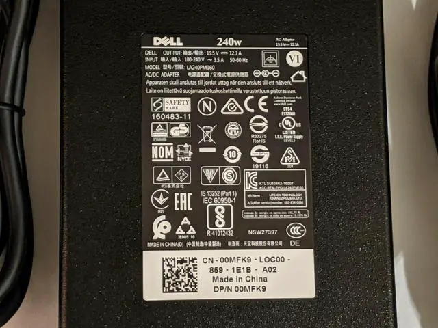 Alt view image 2 of 3 - GENUINE DELL 240W 19.5V 12.3A AC ADAPTER POWER SUPPLY LA240PM160