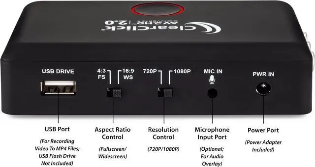 Alt view image 5 of 7 - ClearClick AV to HD Converter & Recorder 2.0 (Second Generation) - AV RCA to HDMI Adapter to Convert & Record Video - for VCR, VHS, DVD, Camcorder, Hi8, Gaming to TV