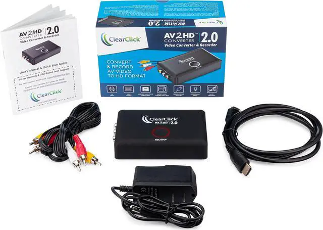 Alt view image 4 of 7 - ClearClick AV to HD Converter & Recorder 2.0 (Second Generation) - AV RCA to HDMI Adapter to Convert & Record Video - for VCR, VHS, DVD, Camcorder, Hi8, Gaming to TV