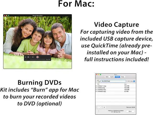 Alt view image 3 of 7 - clearclick vhs to dvd kit for pc & mac - usb device, software, instructions, & tech support - capture video from vcr, vhs, hi8, camcorders, gaming systems