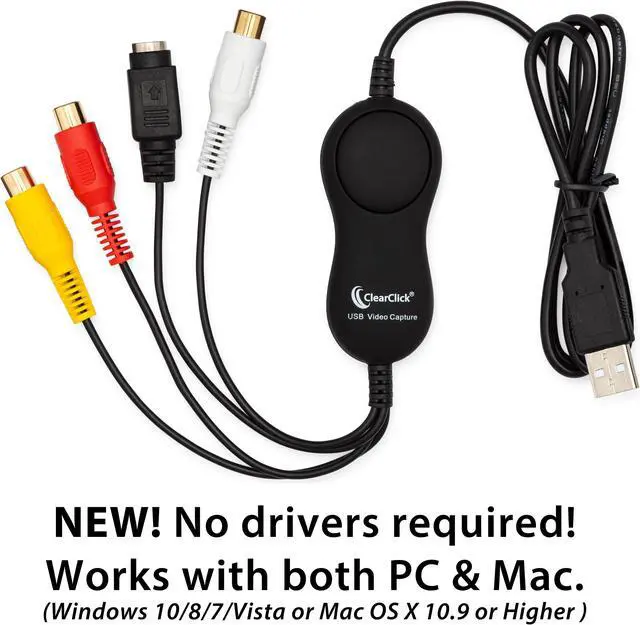 Alt view image 7 of 7 - clearclick vhs to dvd kit for pc & mac - usb device, software, instructions, & tech support - capture video from vcr, vhs, hi8, camcorders, gaming systems