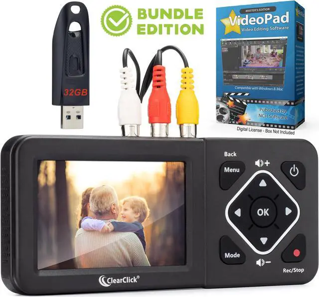 Alt view image 6 of 7 - ClearClick Video to Digital Converter 2.0 (Second Generation) - Record Video from VCR's, VHS Tapes, AV, RCA, Hi8, Camcorder, DVD, Gaming Systems (Bundle Edition)