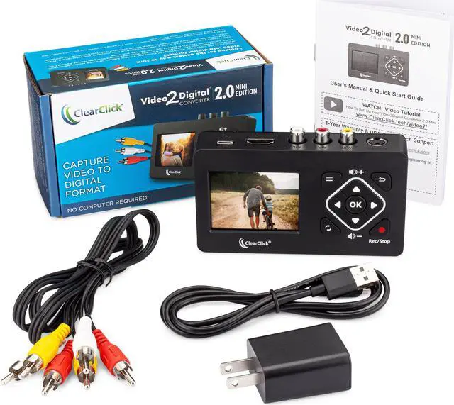 Alt view image 3 of 6 - ClearClick Video to Digital Converter 2.0 (Second Generation) Mini Edition - Record Video from VCR's, VHS Tapes, AV, RCA, Hi8, Camcorder, DVD, Gaming Systems