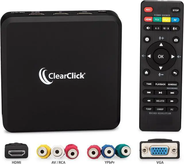 Main image of ClearClick HD Capture Box Platinum - Capture and Stream Video from HDMI, RCA, AV, VGA, YpbPr, VHS, VCR, DVD, Camcorders, Hi8