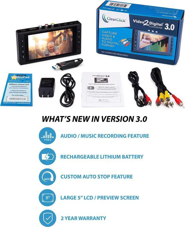 Alt view image 5 of 6 - ClearClick Video to Digital Converter 3.0 (Third Generation) - Record Video & Audio from VCR's, VHS, AV, RCA, Hi8, Camcorder, DVD, Turntables, Cassette Tapes (Bundle Edition)