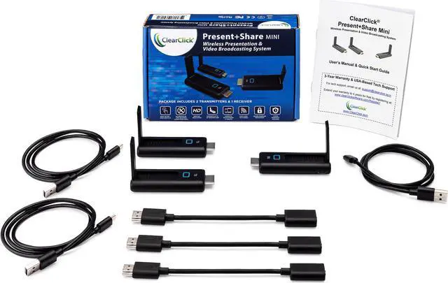 Alt view image 3 of 6 - ClearClick Present+Share Mini - Wireless Presentation System for Laptops, PC, HDMI, Smartphones, & TV or Projector (2 Transmitter, 1 Receiver Kit)
