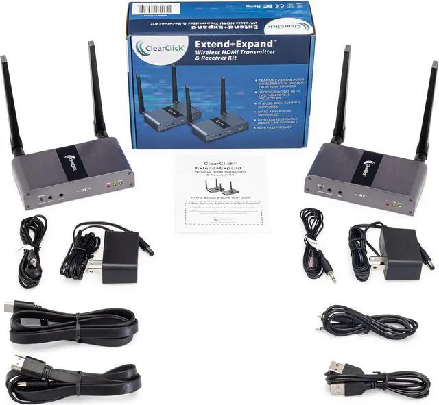 Alt view image 7 of 7 - ClearClick Extend+Expand Wireless HDMI Transmitter & Receiver Kit - 5 GHz, Up to 650' Range, IR & USB Transmission (1 Transmitter + 1 Receiver Kit, Supports 4 RX)
